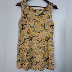 Liberty Fashions yellow floral retro Y2K romper mini dress SZ M